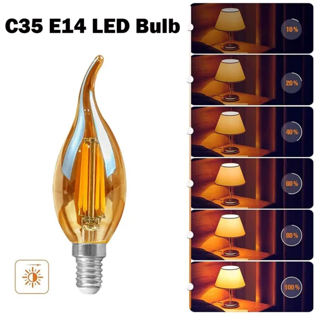 E14 LED dimmbare Kerzenlampe C35 Filament kleine Edison Schraube Glühbirnen 4W
