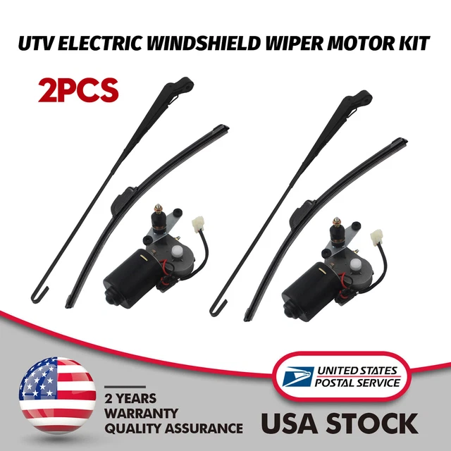 2×UNIVERSAL UTV 12V Electric Windshield Wiper Motor Kit For Polaris RZR