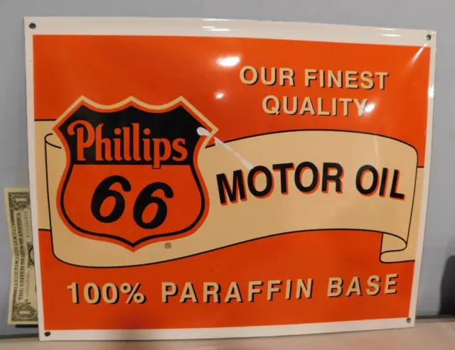 Phillips 6Motor Oil SIGN Enamel Porcelain On Metal 16 1/4" x12 3/4" PARAFFIN D