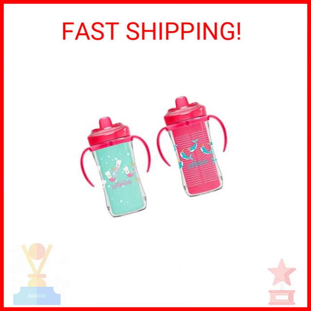 Dr. Brown’s Milestones Hard Spout Insulated Sippy Cup with Handles, Pink, 10 oz,