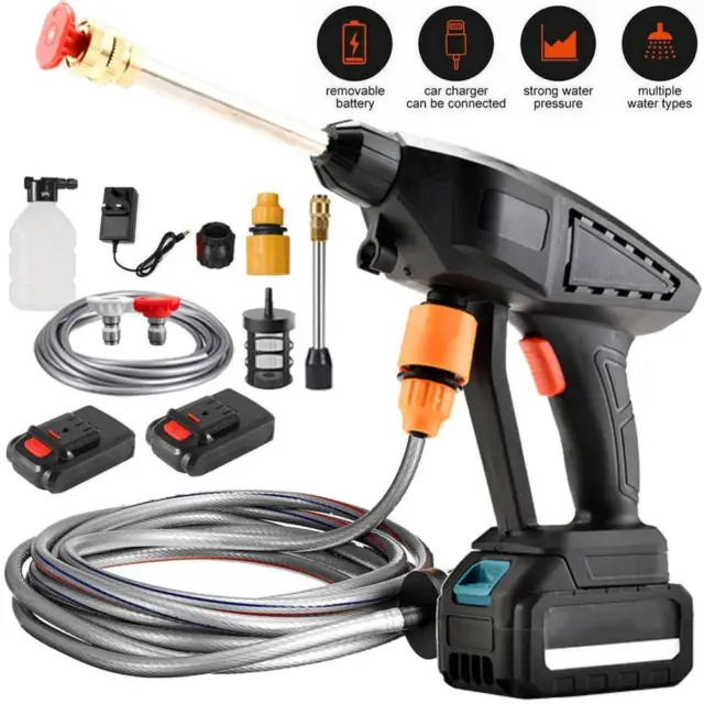 Cordless Car High Pressure Washer Jet Portable Water Fast Cleaner Gun +2 Battery