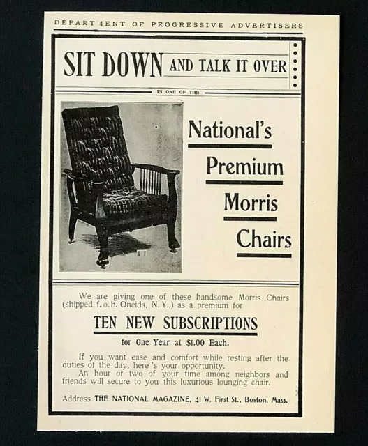1904 Morris Chairs Advertisement Sit Down and Talk Antique Print AD