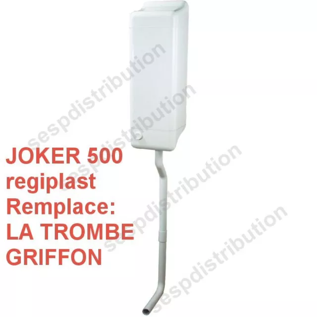 Réservoir chasse REGIPLAST JOKER 500 tube coudé, remplace GRIFFON et LA TROMBE