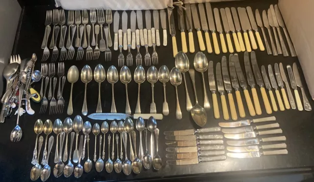 Vintage Selection Of Mainly EPNS Cutlery Assorted Items Sold As A Joblot