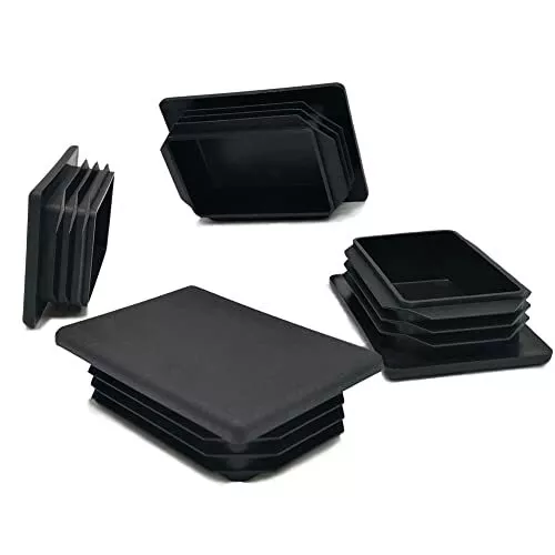 4 Pack 2 X 3 Inch Rectangular Tubing End Caps Plastic Black Plugs Glide Insert F