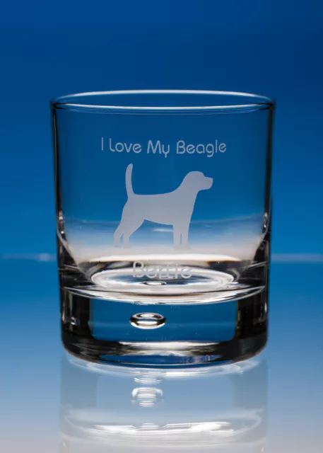 Beagle Dog Lover Gift Personalised Engraved Whisky Glass: Choose Your Message
