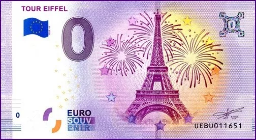 Uebu / Tour Eiffel - Paris / Billet Souvenir 0 € / 0 € Banknote 2020-6