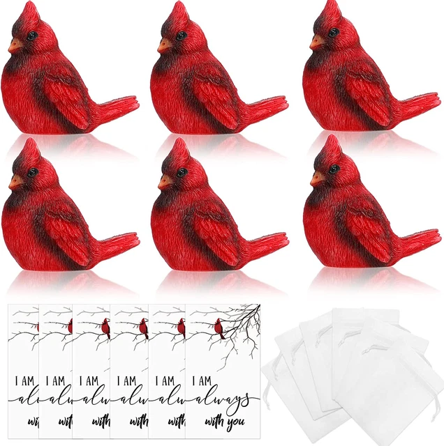 6 Packs Memorial Cardinal Gift Set Include 6 Pcs Red Cardinal Bird Statue Figure