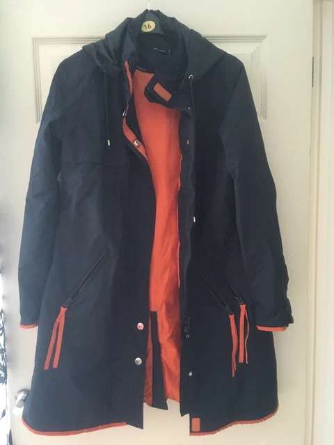SOS JENSEN TK MAXX ladies Blue Orange Rain Coat Zip Pockets XL 16