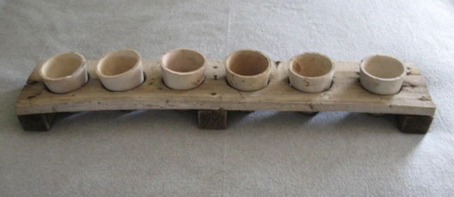 1890s Assay Office Wooden Crucible Holder & 6 Crucibles-Mt. Silverheels Colorado