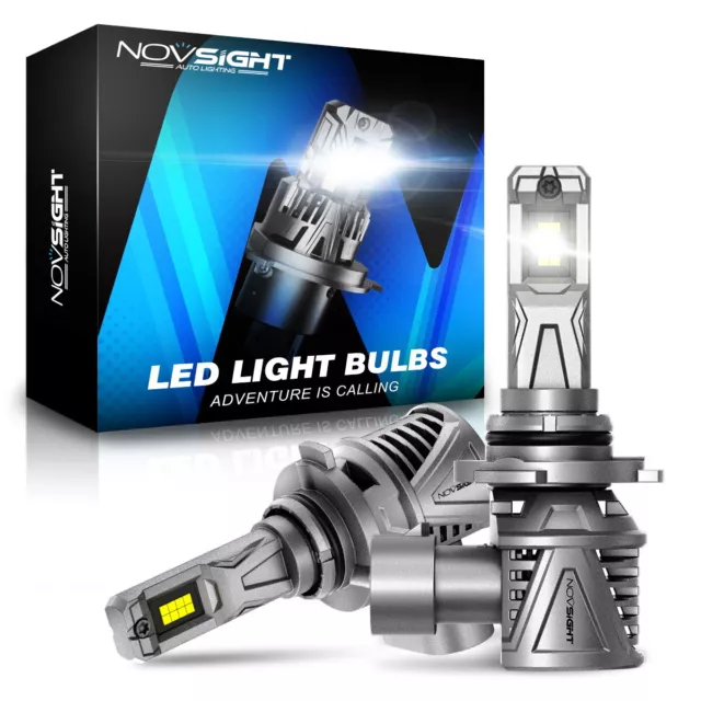 NOVSIGHT 2PCS 15000LM 9005 HB3 LED Headlight Bulbs Kit High Low Beam 6500k White