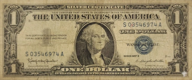 One Dollar Bill Silver Certificate Blue Seal Series 1957B *Price Drop!*