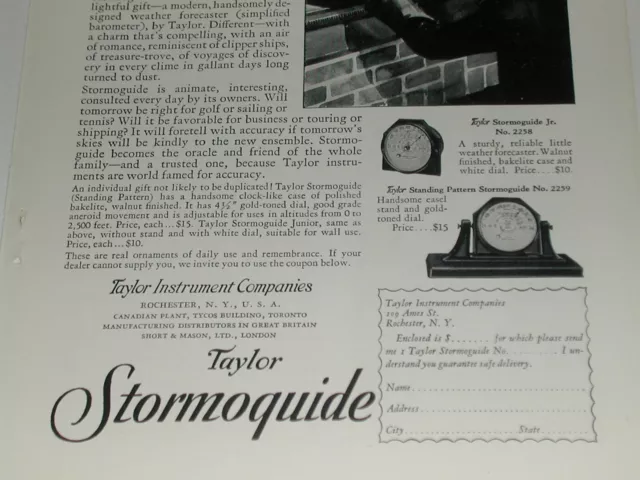 1929 Taylor Instrument advertisement, Stormoguide barometer