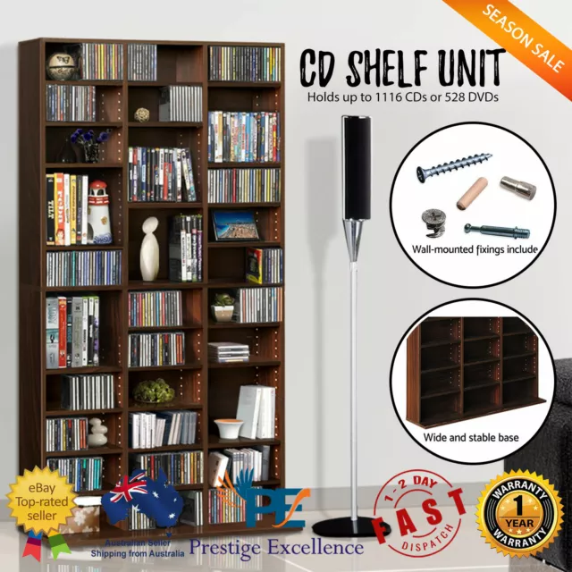 Adjustable CD DVD Bluray Media Book Storage Cabinet Shelf Rack Stand Unit Artiss