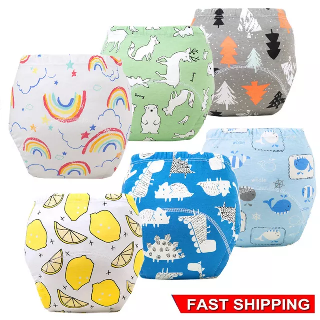 Baby Infant Waterproof Reusable Cotton Kids Potty Training Pants Nappy Boy Girl.