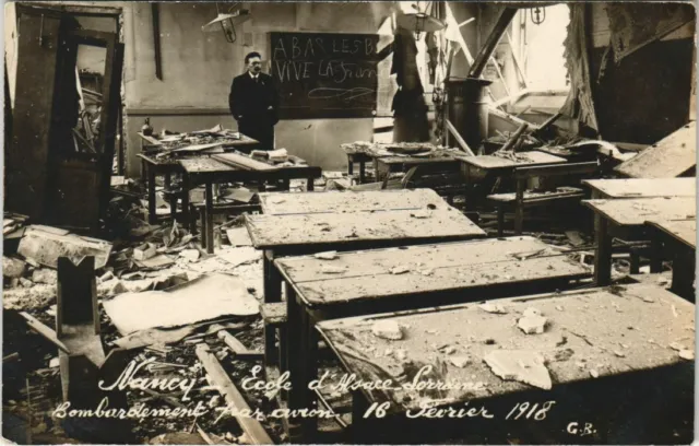 CPA carte photo NANCY Ecole d'Alsace-Lorraine bombardement (809763)