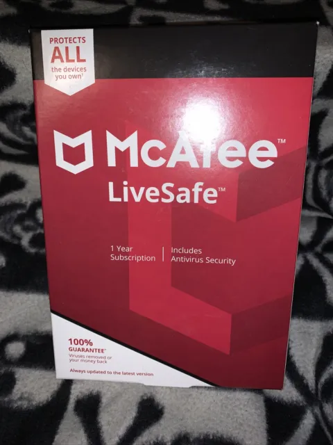 McAfee LiveSafe 2023 Unlimited Devices, Antivirus Internet, 1 Year, Sealed Box!