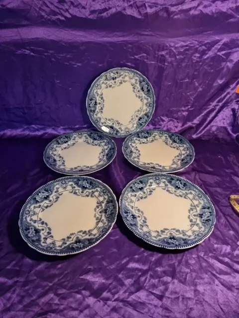 F & Sons Argyle Burslem Plates X5 2 Good 3 Chiped 27cm