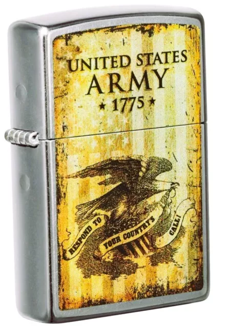 United  States Army / Zippo Lighter Street Chrome / New In Box & Made In The Usa