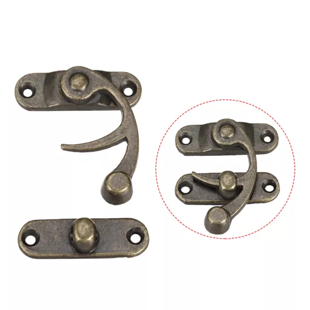 2pcs Vintage Lock Clasp Right Latch Hook Hasp Swing Arm Latch Plated 3