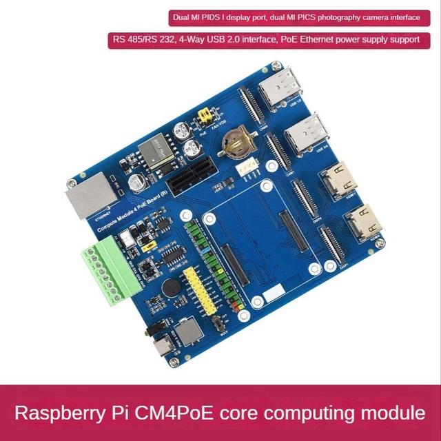 FüR CM4 Poe Expansion Board Poe/Rs485/Rs232 Rpi Compute Module 4 Lite/Emmc W4T2