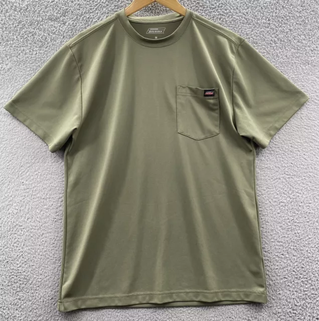 Dickies Shirt Adult Size Medium Green Logo Pocket Tee Work Wear Lightweight Mens