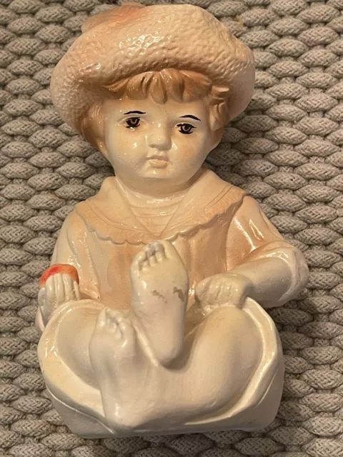 2 Antique Large German Bisque Porcelain PIANO BABY Boy & Girl - Early 1900s 6.5”