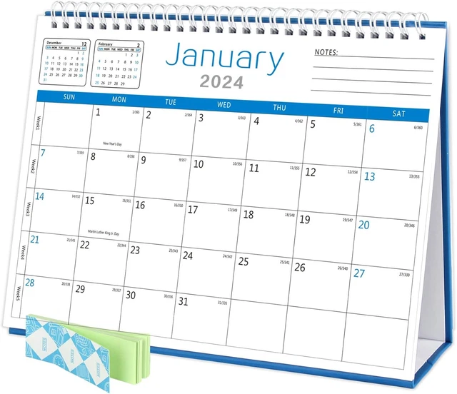 DESK WALL CALENDAR 20242025,Monthly Desk Calendar from January 2024