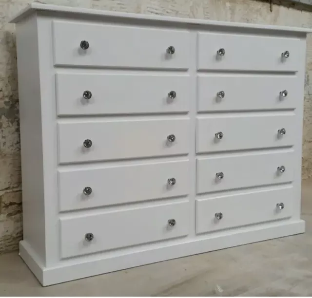 Handmade Dewsbury White 10 Drawer Large Storage Chest Assembled