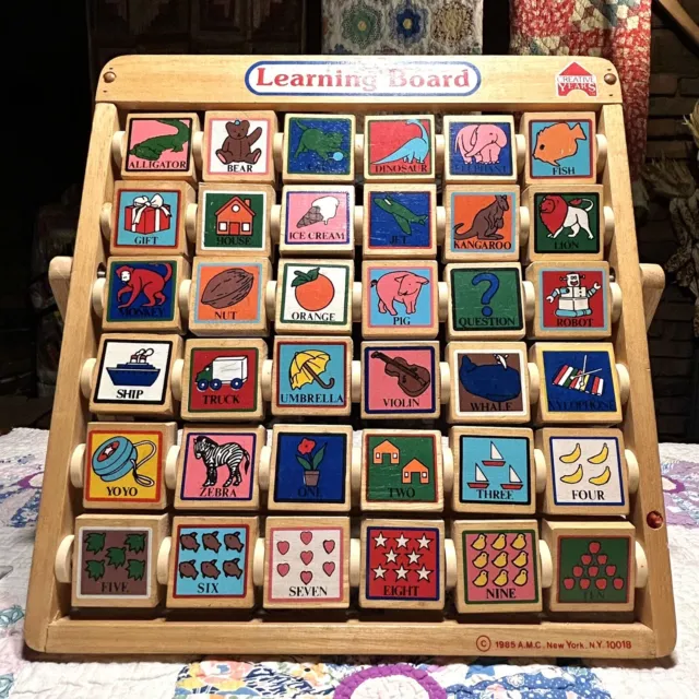 Vintage Learning Board Wooden Alphabet Educational Toy