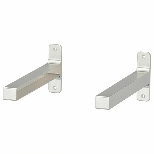 SET OF 2 - NEW - Ikea GRANHULT 504.305.35 Bracket Nickel Plated 7-3/4" x 4-3/4"