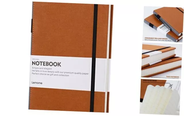 Thick Classic Notebook with Pen Loop -  A5 Wide Ruled Hardcover Writing brown