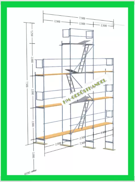 Neu Gerüst Fassadengerüst Baugerüst 71,50qm AF Feld 2,50m Stahl Neu !!!