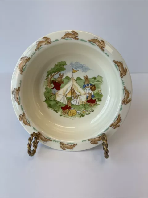 VINTAGE 1936 Royal Doulton 6" Cereal Bowl Bunnykins Camping Campsite Campfire