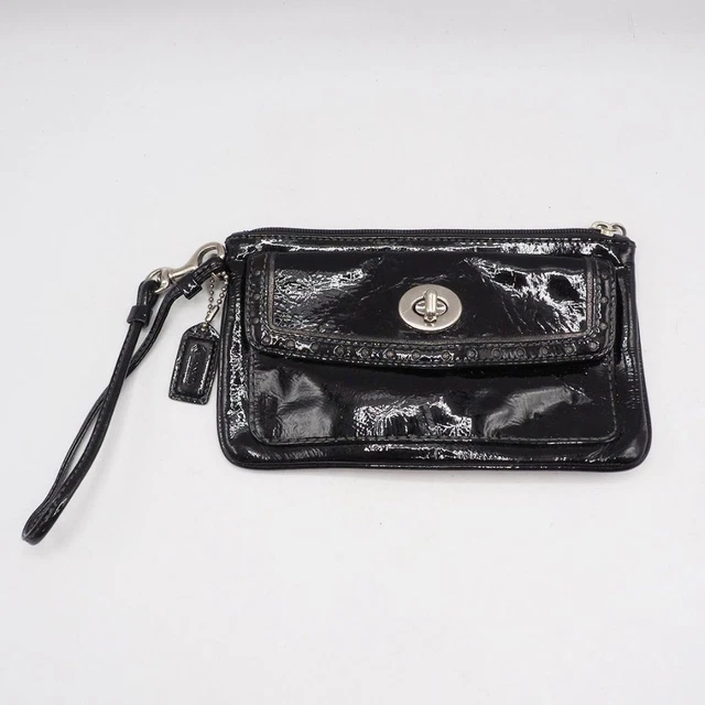 Black patent sales leather coach purse