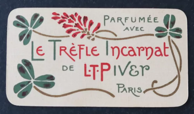 Carte parfumée LT PIVER Trèfle Incarnat Monneron Limoges Art Nouveau perfum card