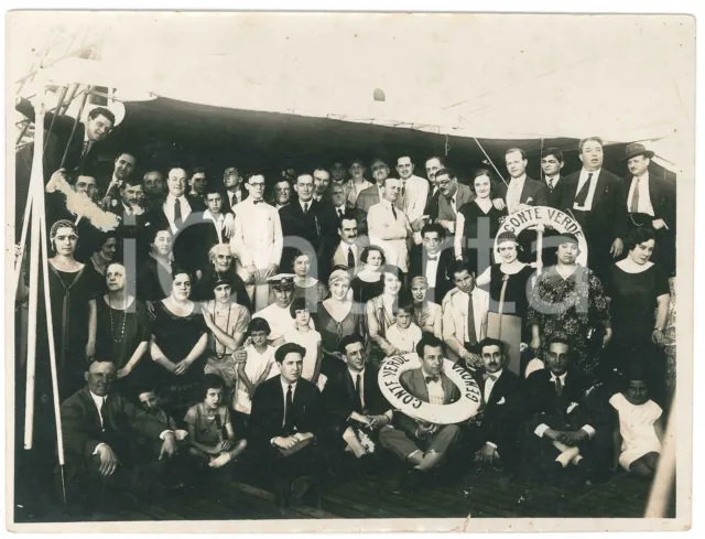 1925 ca GENOVA (?) Transatlantico CONTE VERDE - Foto di gruppo sul ponte