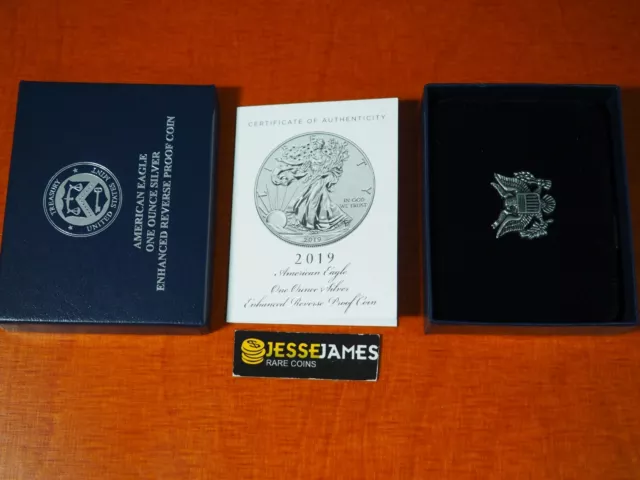 No Coin: 2019 S Enhanced Reverse Proof Silver Eagle Box/Coa Ogp Only