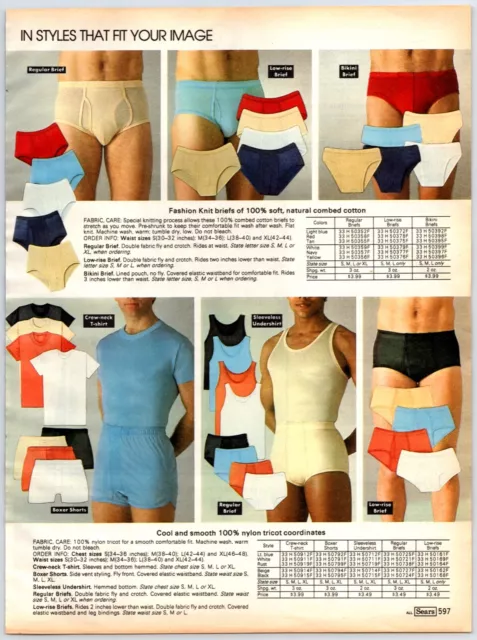 1980's Small Lot of Vintage Catalog Men's Underwear Sleep Wear Photo  Clippings
