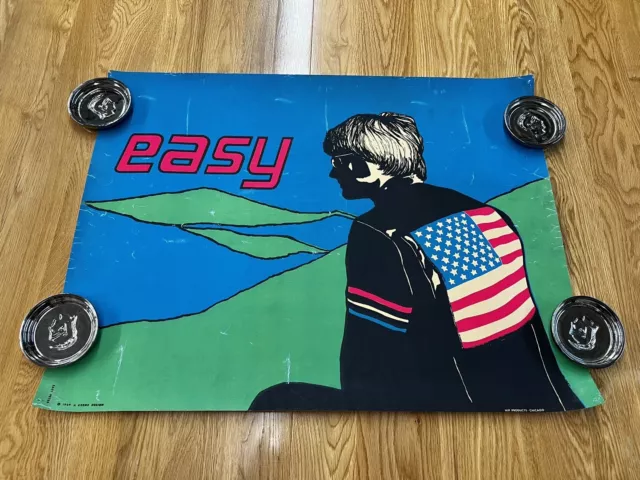 1969 Easy Rider Peter Fonda  Black Light Poster