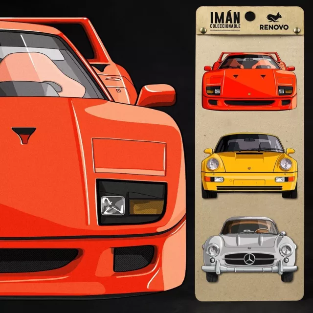 Fridge Magnets Set Pack x 3 units - Luxury Cars - Ferrari Porsche Mercedes Benz