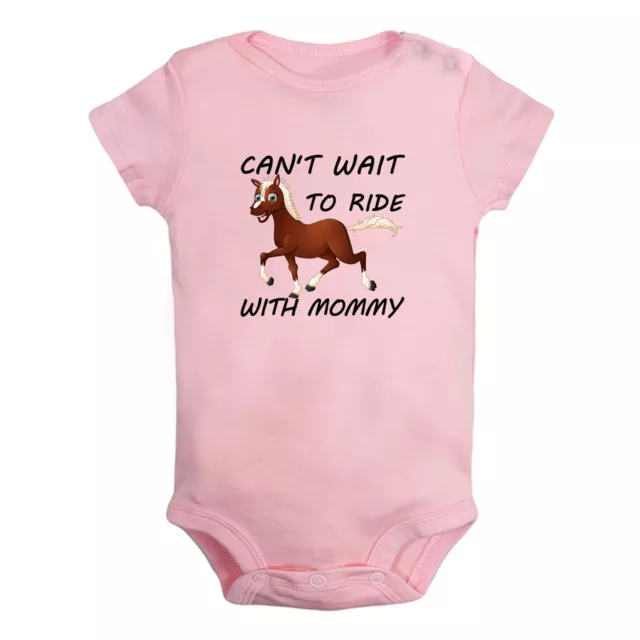 Can't Wait To Ride Horses With Mommy Funny Romper Newborn Bodysuits Baby Outfits