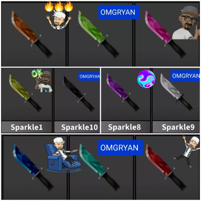 ROBLOX MURDER MYSTERY 2 mm2 godly complete sparkle set of 10 items