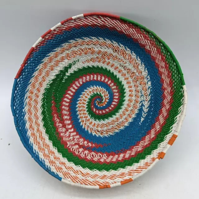 Traditional African Zulu Telephone Wire Bowl Basket Handmade Tribal Folk Art