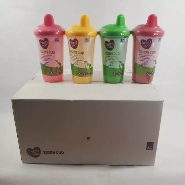12 Sippy Cup Parents Choice 9oz 6+ month No Spill Easy Clean Valve case packed