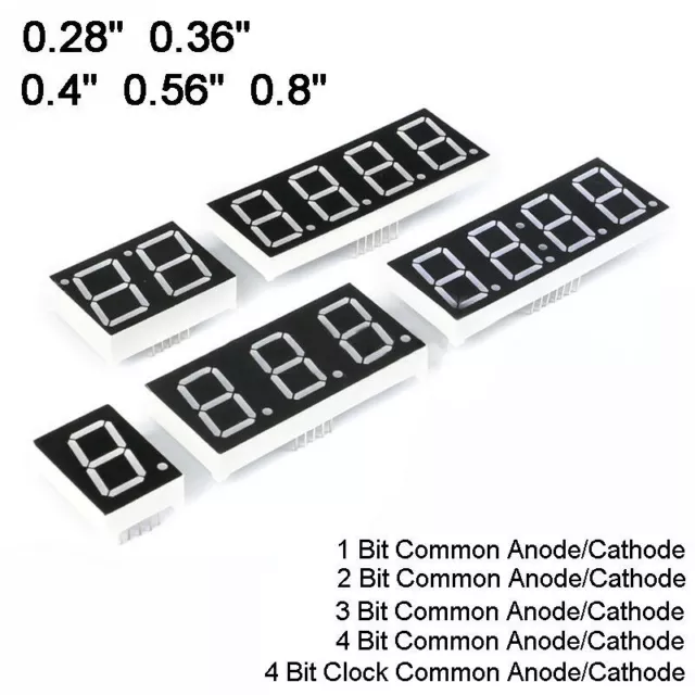 0.28/0.36/0.4/0.56/0.8" Red Led Display 7 Segment Common Cathode/Anode 1-4 Digit