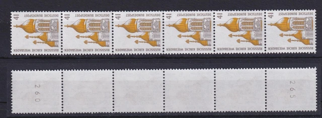 Bund 1687 RM 6er Streifen mit gerader + ungerader Nummer SWK 41 Pf postfrisch