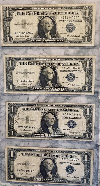 1935 and 1957 One Dollar Blue Seal Note Silver Certificate Old US Bill $1 Money 2