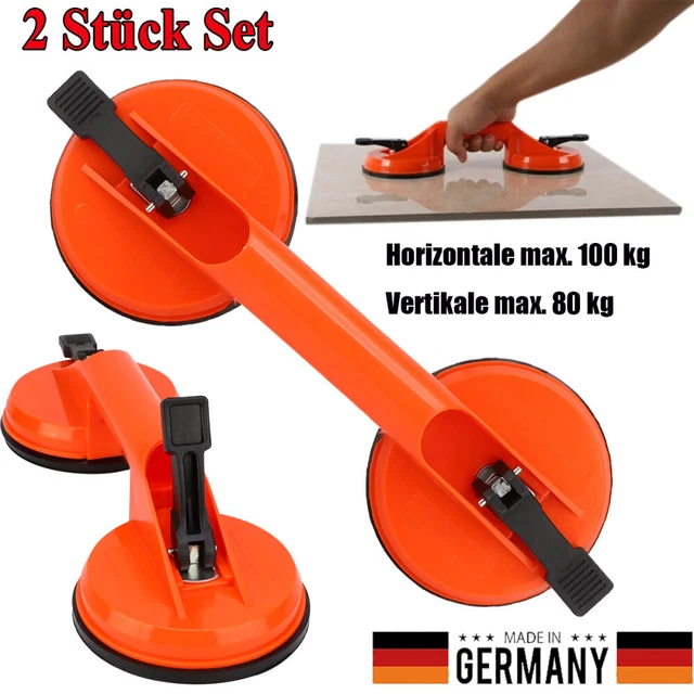 2x Saugheber Glasheber ABS Vakuum-Heber Vakuumheber Glassauger Fliesen 100KG