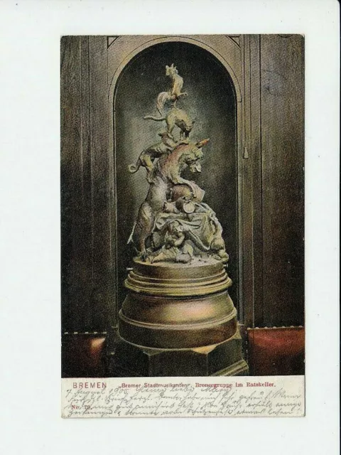 AK 17075,Postkarte,Bremen,"Stadtmusikanten",Bronze im Ratskeller, PK von 1905